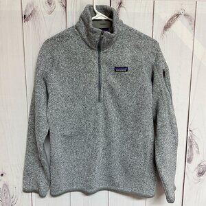 Patagonia W's Better Sweater 1/4 Zip Medium Birch White Zip Sleeve Pocket EUC